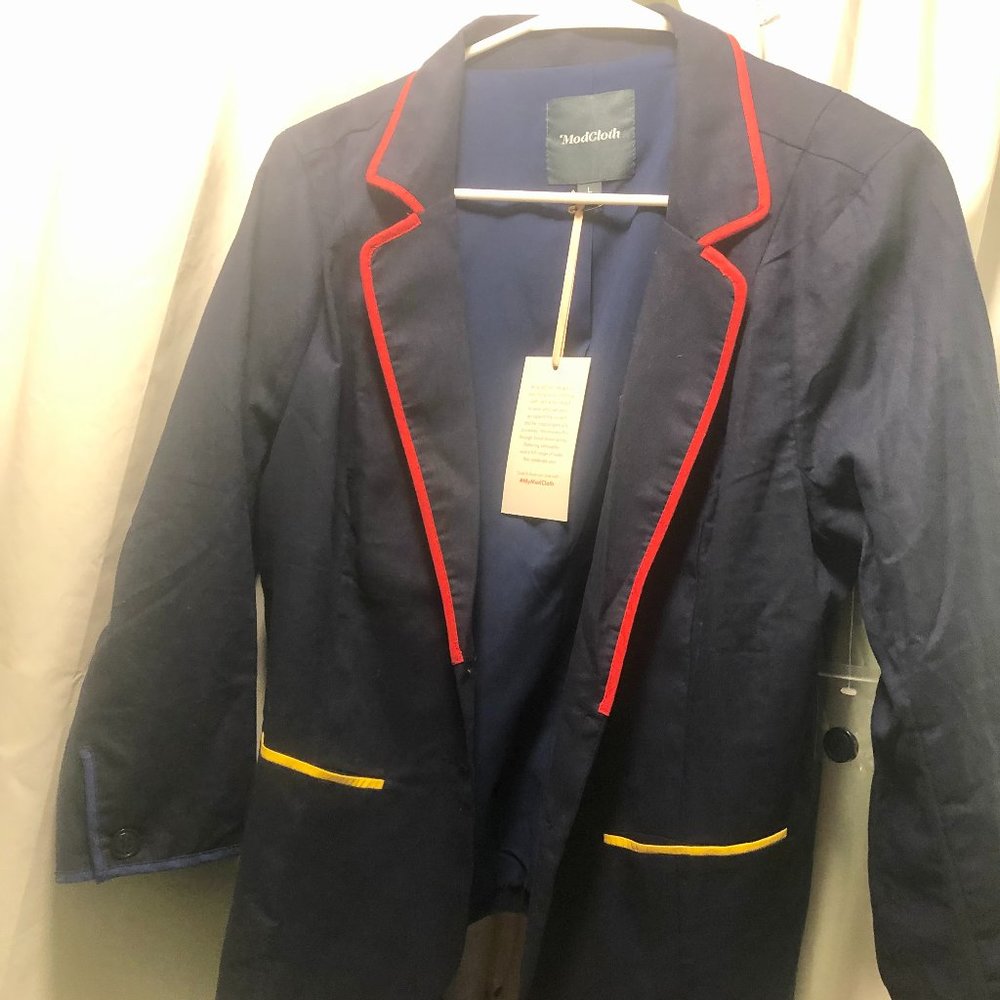 Modcloth navy linen blazer size large
